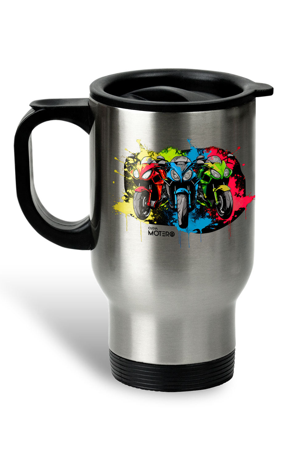1 Termo acero con asa de plástico negro, capacidad de 16 oz Diseño 18
