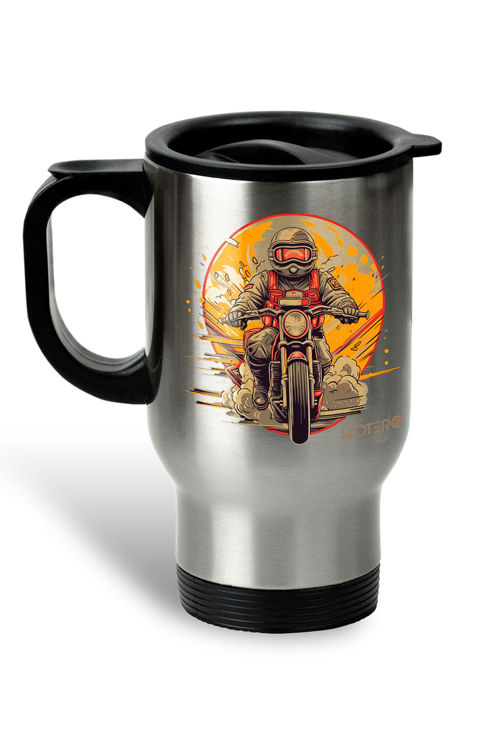 1 Termo acero con asa de plástico negro, capacidad de 16 oz Diseño 3