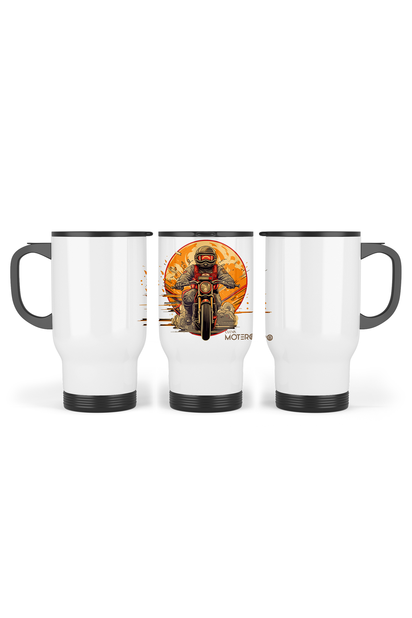 1 Termo acero con asa de plástico negro, capacidad de 16 oz Diseño 3