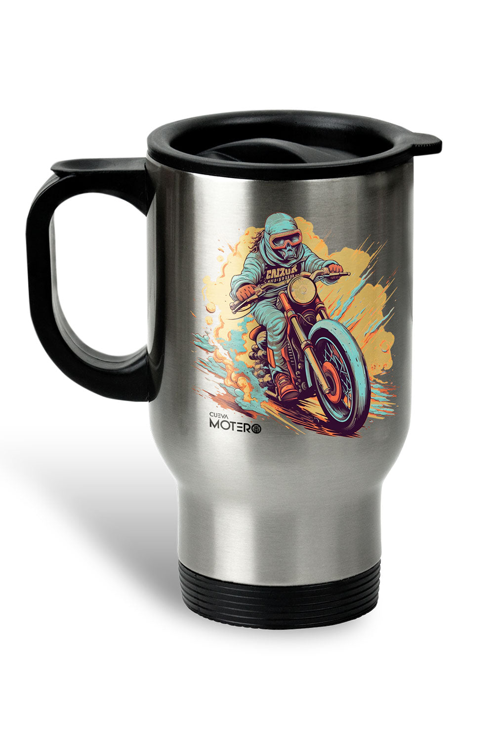 1 Termo acero con asa de plástico negro, capacidad de 16 oz Diseño 4