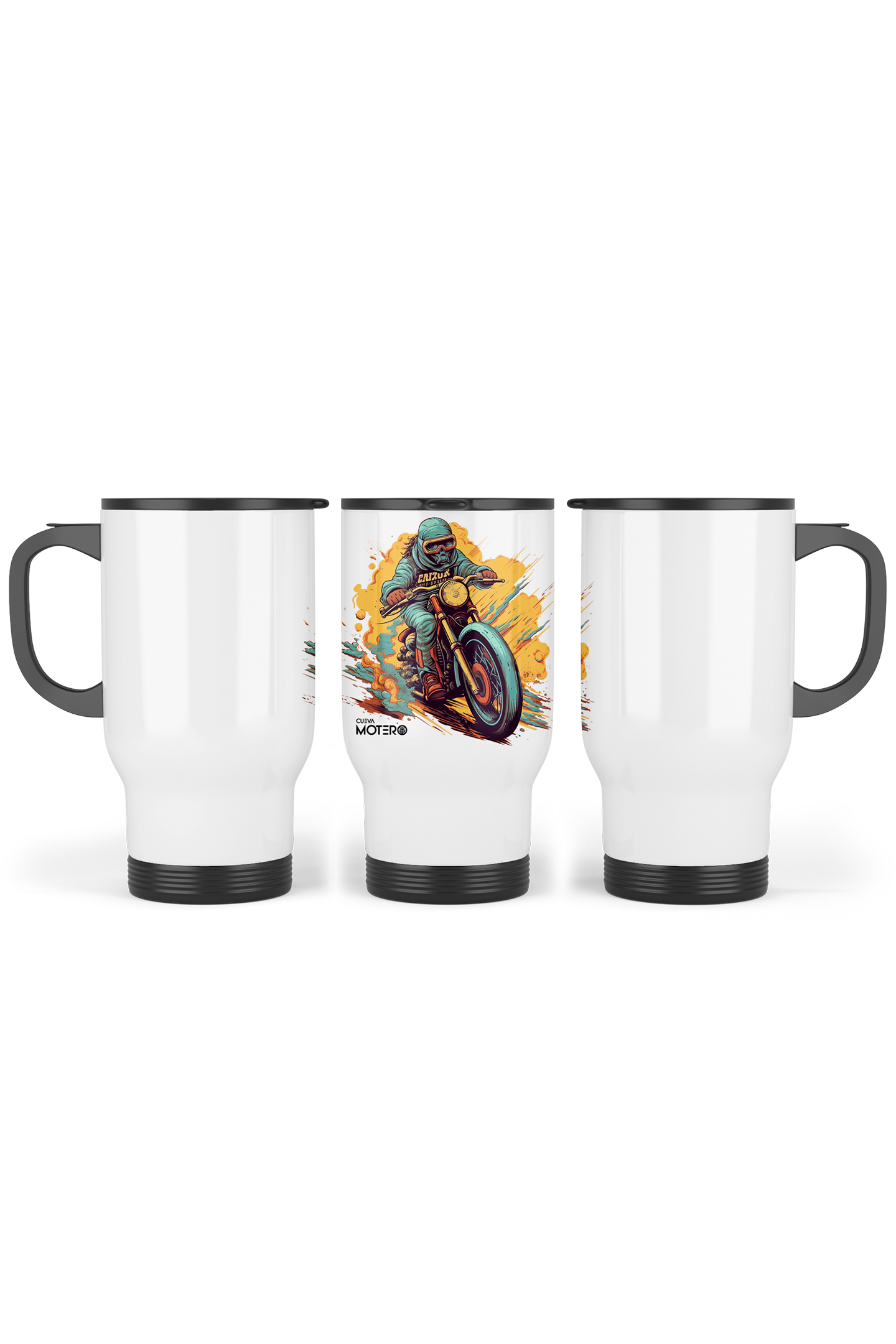 1 Termo acero con asa de plástico negro, capacidad de 16 oz Diseño 4