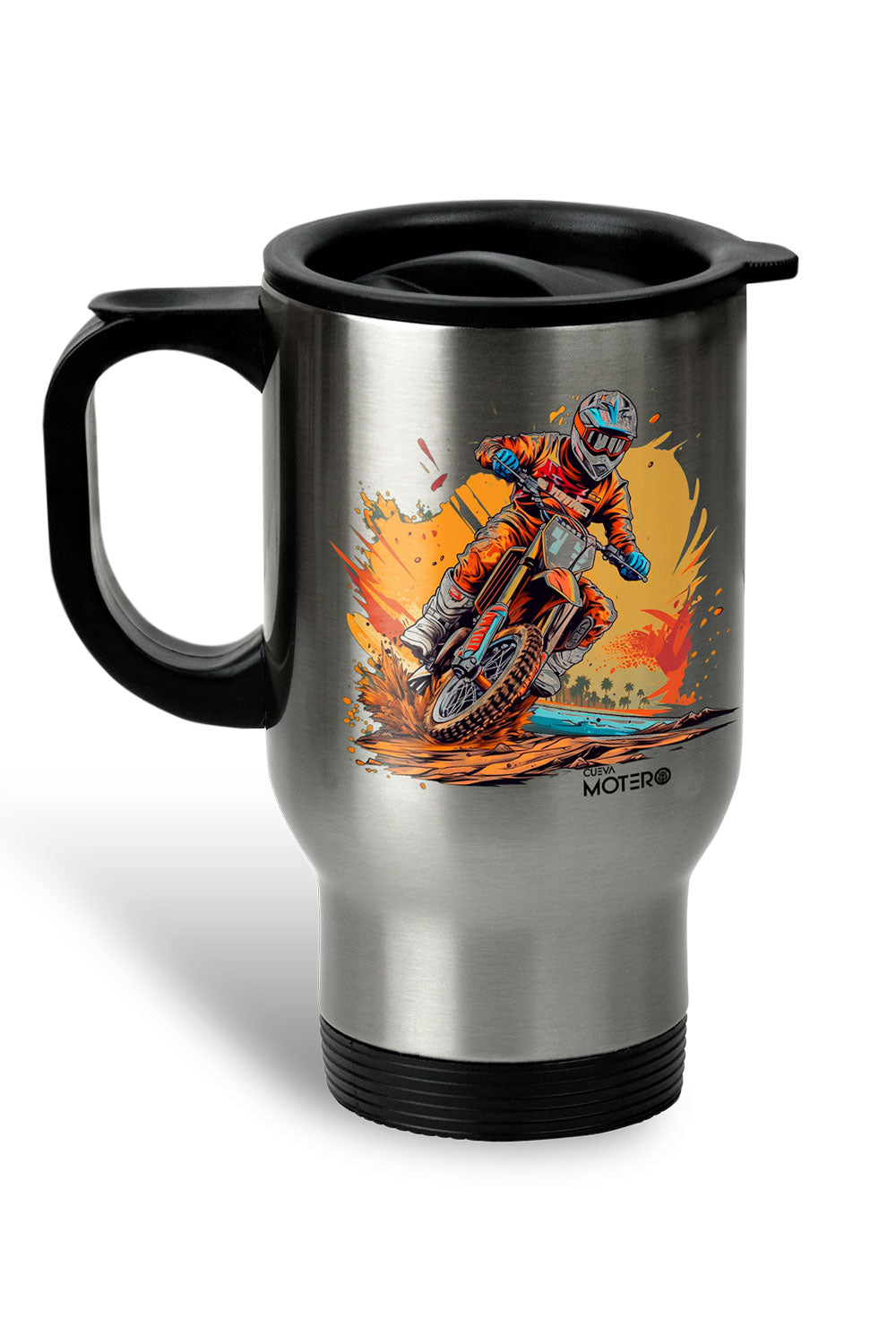 1 Termo acero con asa de plástico negro, capacidad de 16 oz Diseño 5
