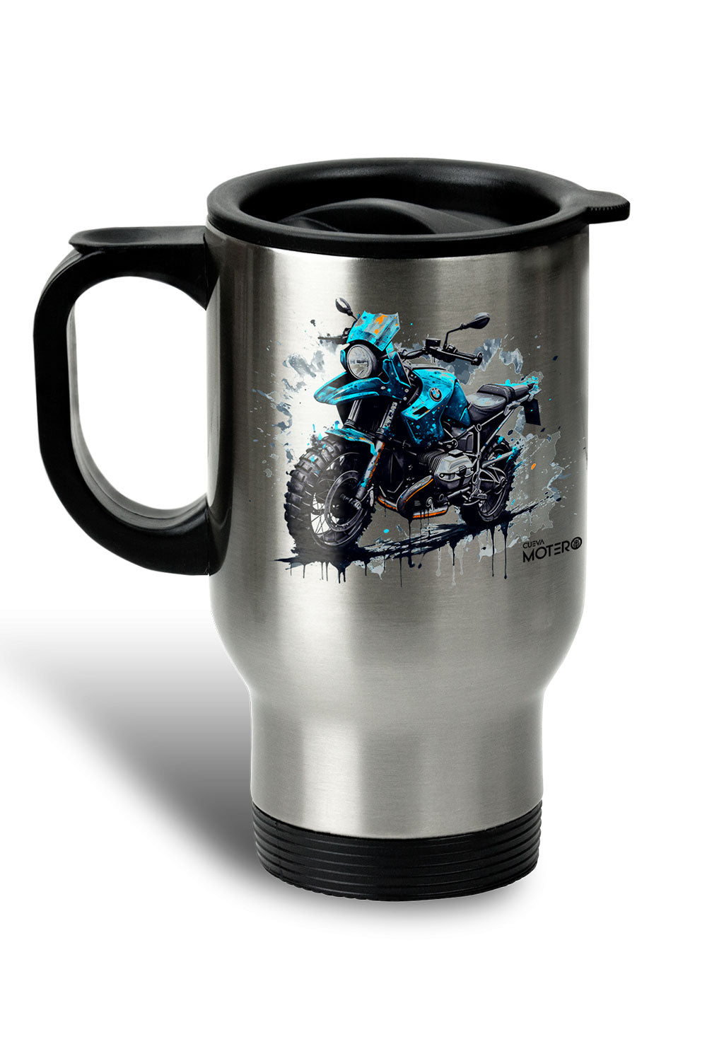 1 Termo acero con asa de plástico negro, capacidad de 16 oz Diseño 53
