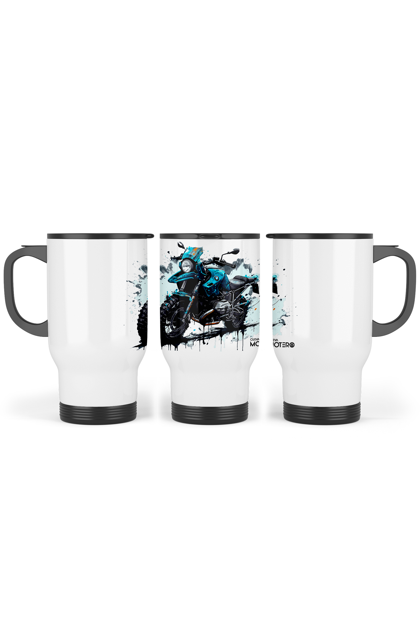 1 Termo acero con asa de plástico negro, capacidad de 16 oz Diseño 53