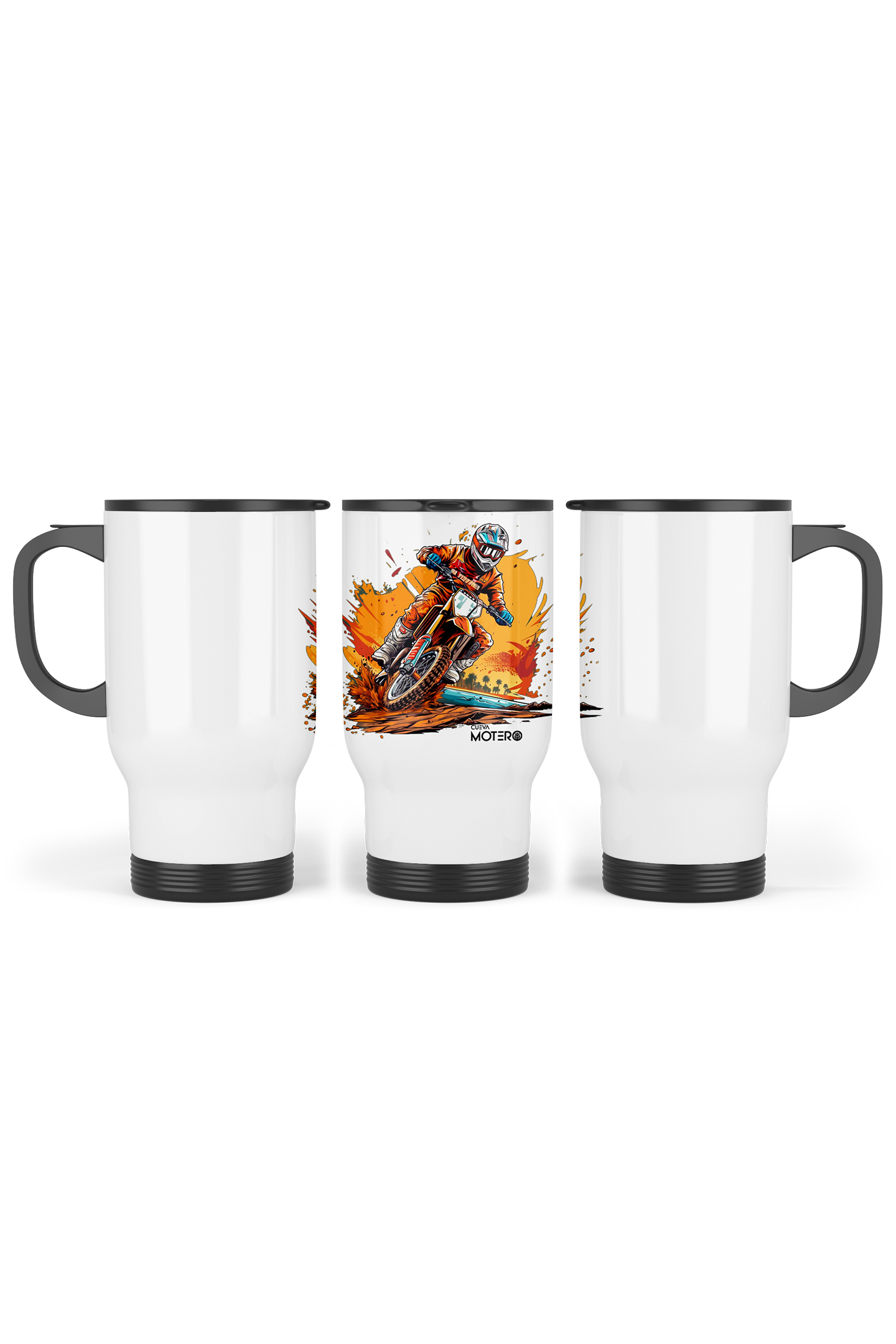 1 Termo acero con asa de plástico negro, capacidad de 16 oz Diseño 5