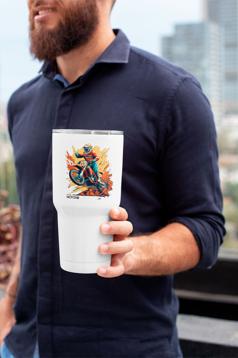 Termo tipo viajero de acero doble con capacidad de 20 oz Diseño 6