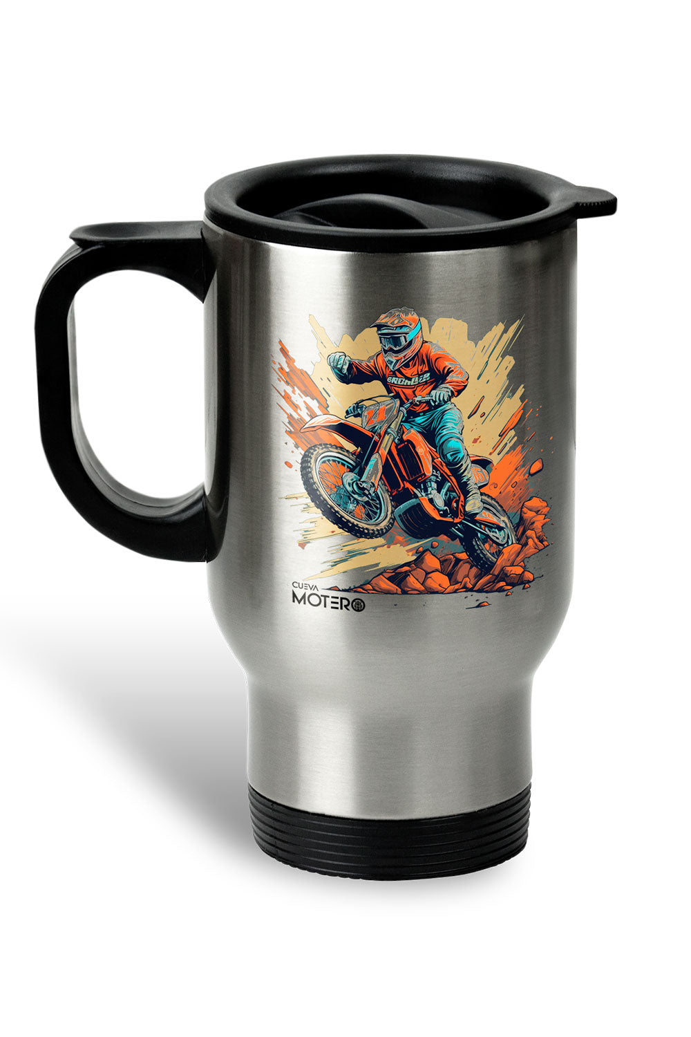 1 Termo acero con asa de plástico negro, capacidad de 16 oz Diseño 6