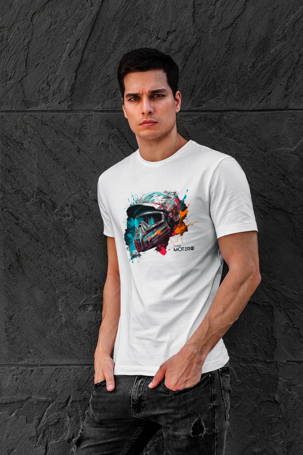 Playera de poliéster blanca para hombre Diseño 67