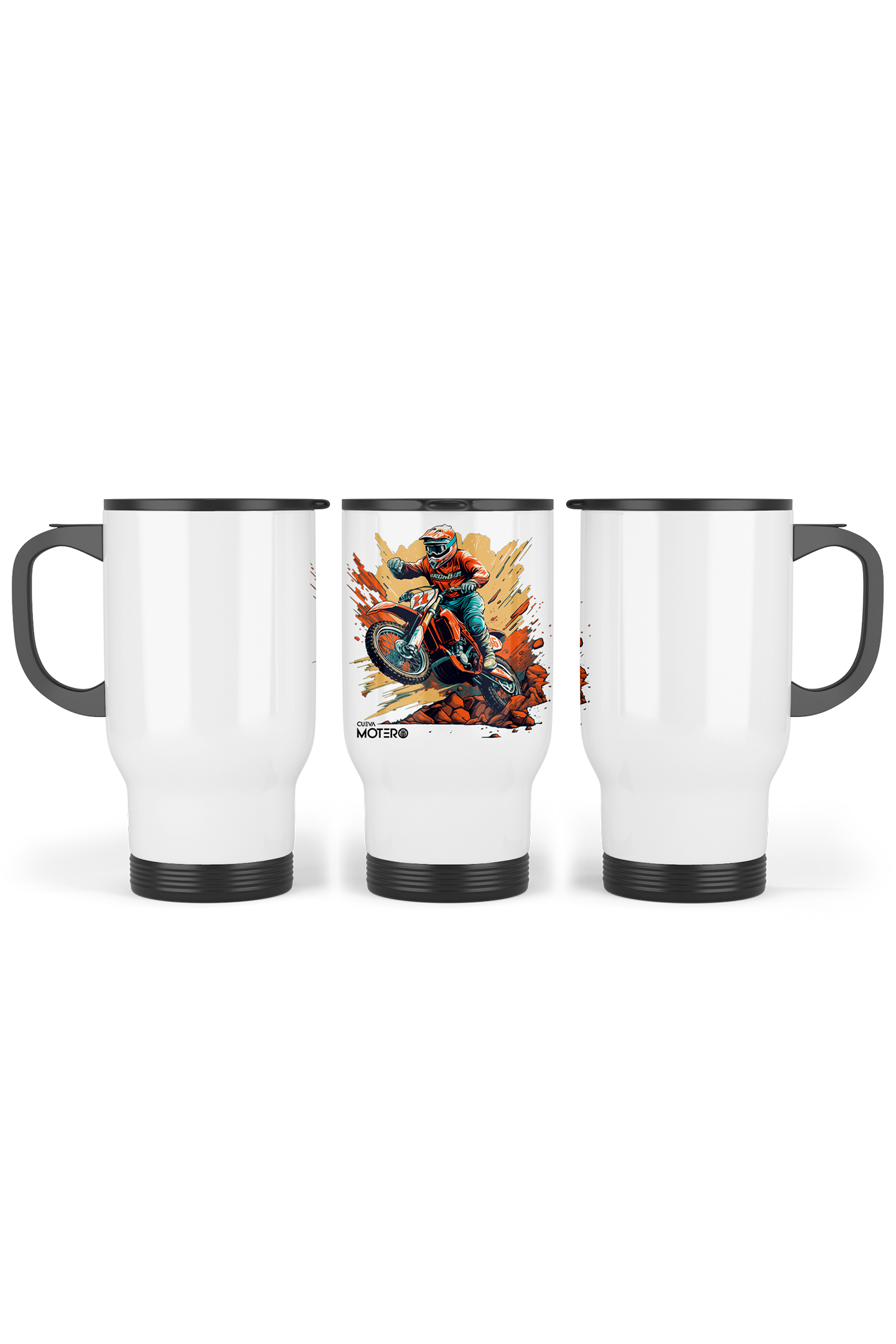 1 Termo acero con asa de plástico negro, capacidad de 16 oz Diseño 6