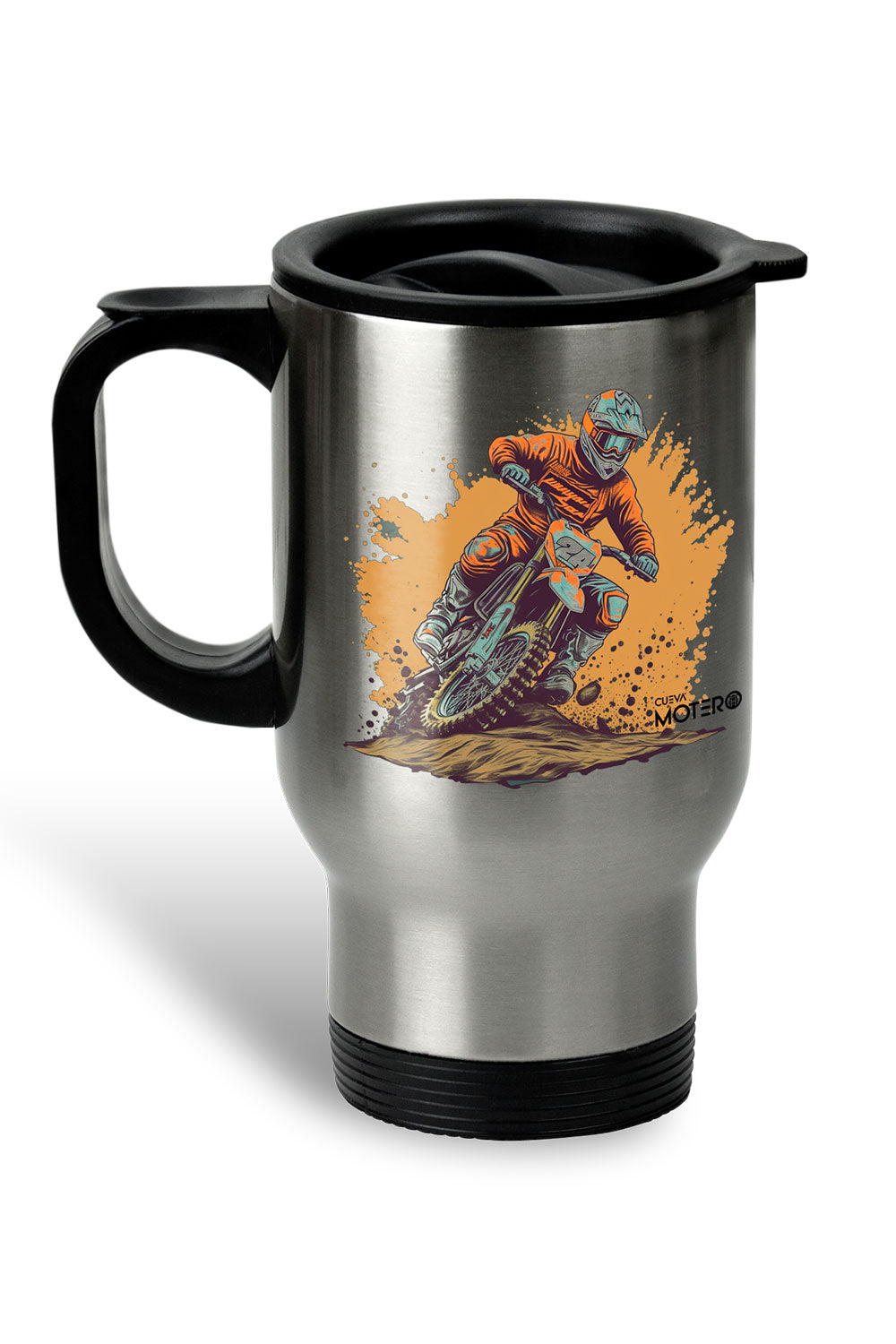 1 Termo acero con asa de plástico negro, capacidad de 16 oz Diseño 7