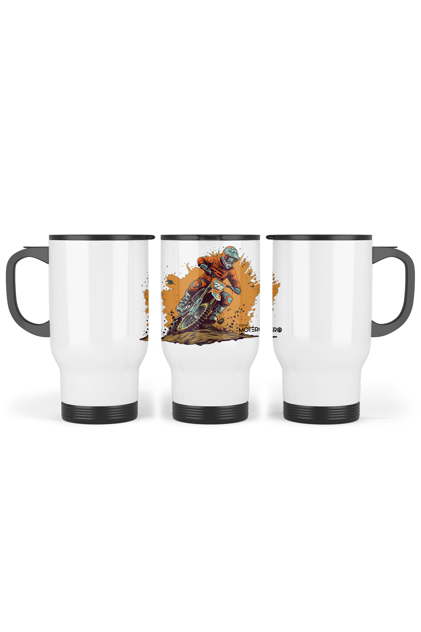 1 Termo acero con asa de plástico negro, capacidad de 16 oz Diseño 7