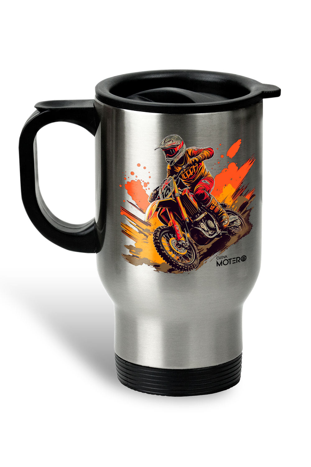 1 Termo acero con asa de plástico negro, capacidad de 16 oz Diseño 8
