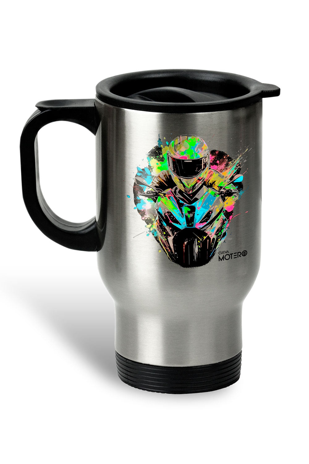 1 Termo acero con asa de plástico negro, capacidad de 16 oz Diseño 83