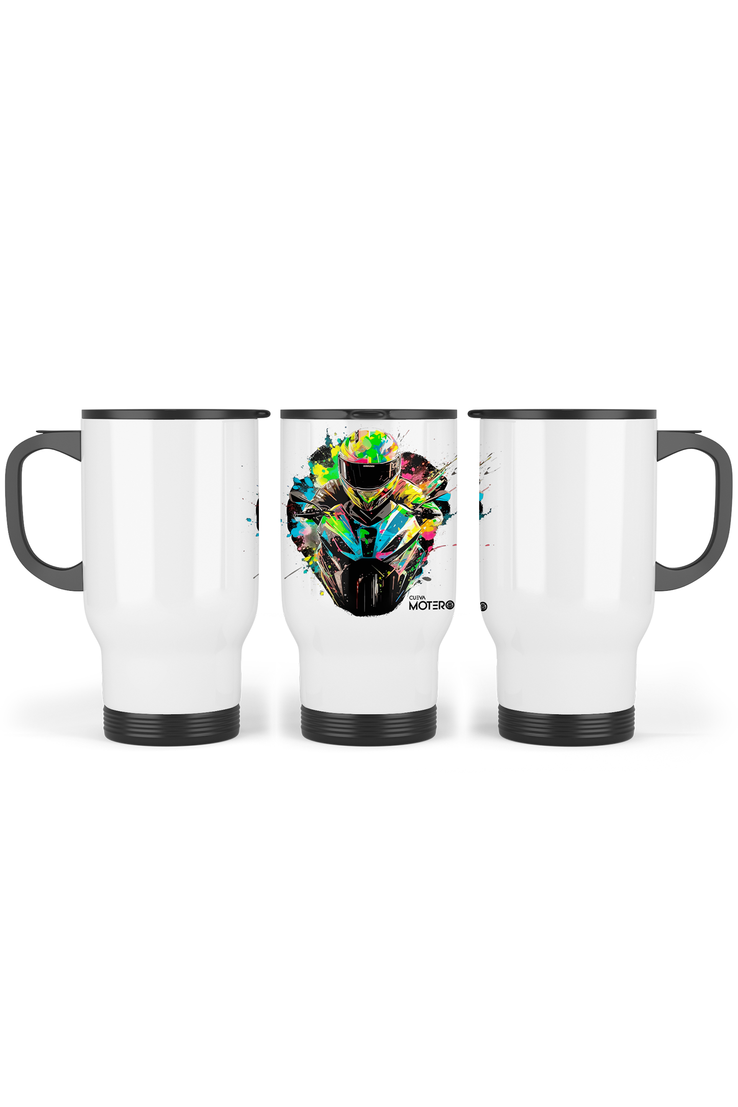 1 Termo acero con asa de plástico negro, capacidad de 16 oz Diseño 83