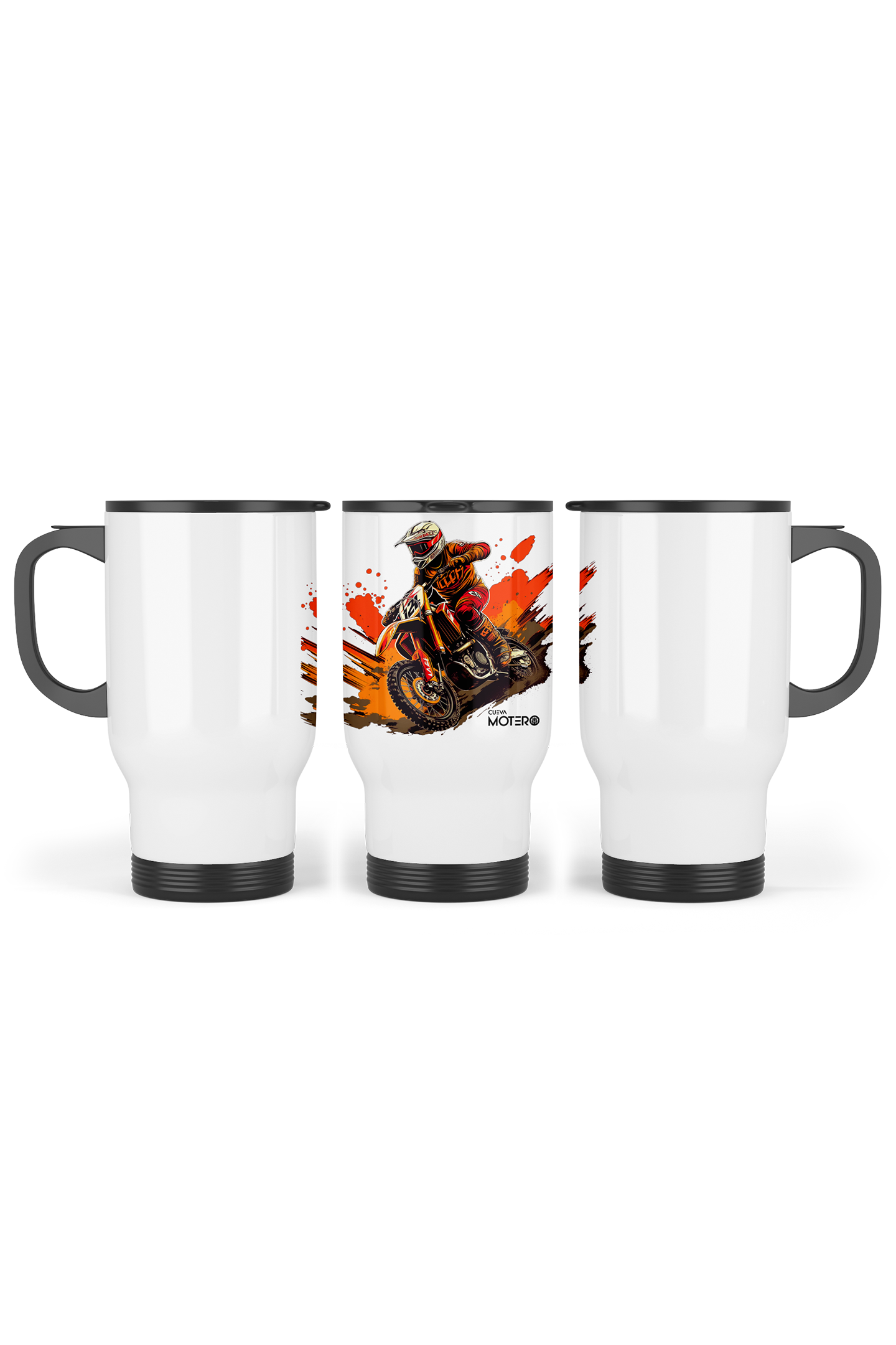 1 Termo acero con asa de plástico negro, capacidad de 16 oz Diseño 8