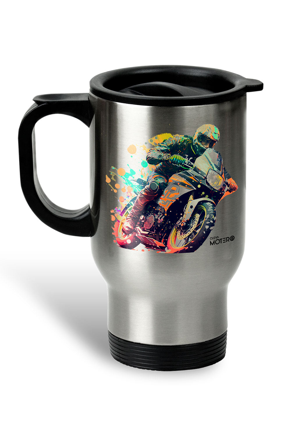 1 Termo acero con asa de plástico negro, capacidad de 16 oz Diseño 91
