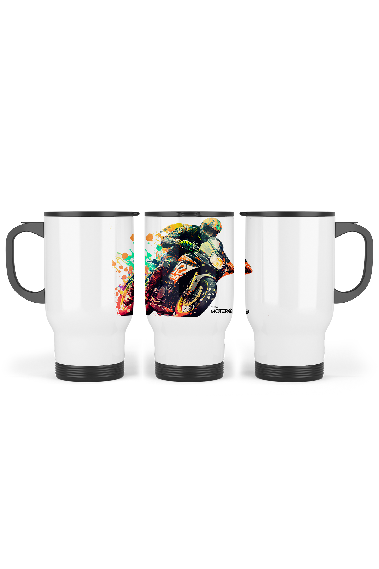 1 Termo acero con asa de plástico negro, capacidad de 16 oz Diseño 91