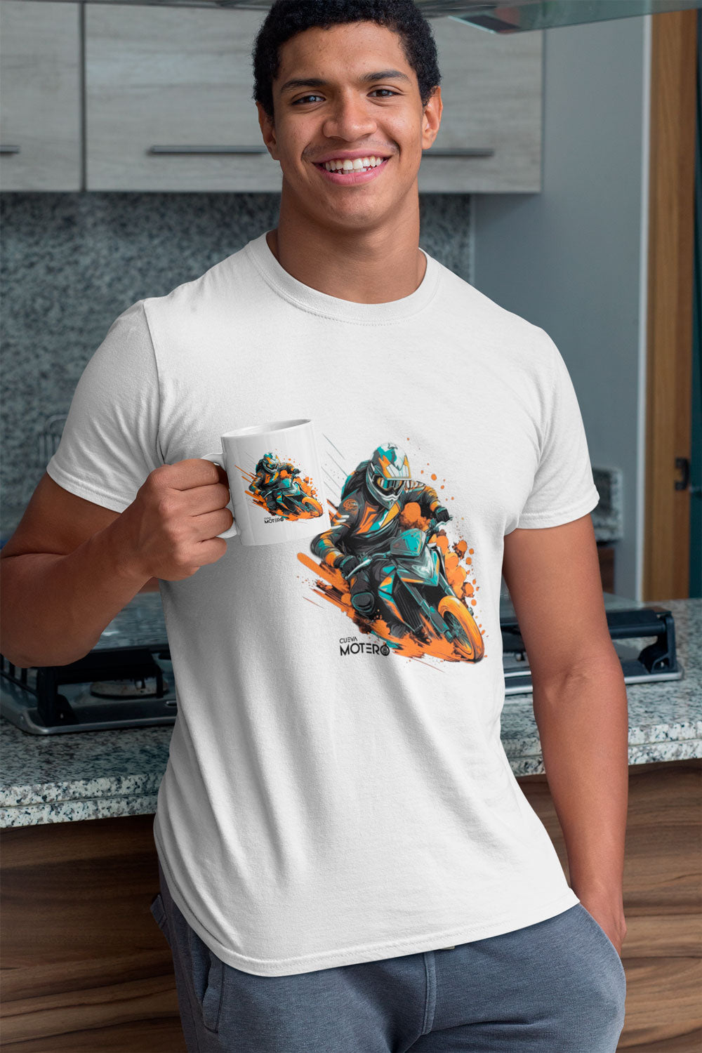 Playera de poliéster blanca para hombre Diseño 13