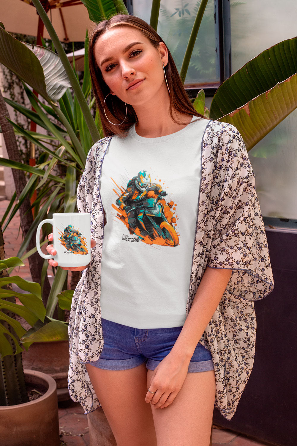 Playera poliéster blanca para mujer diseño 13