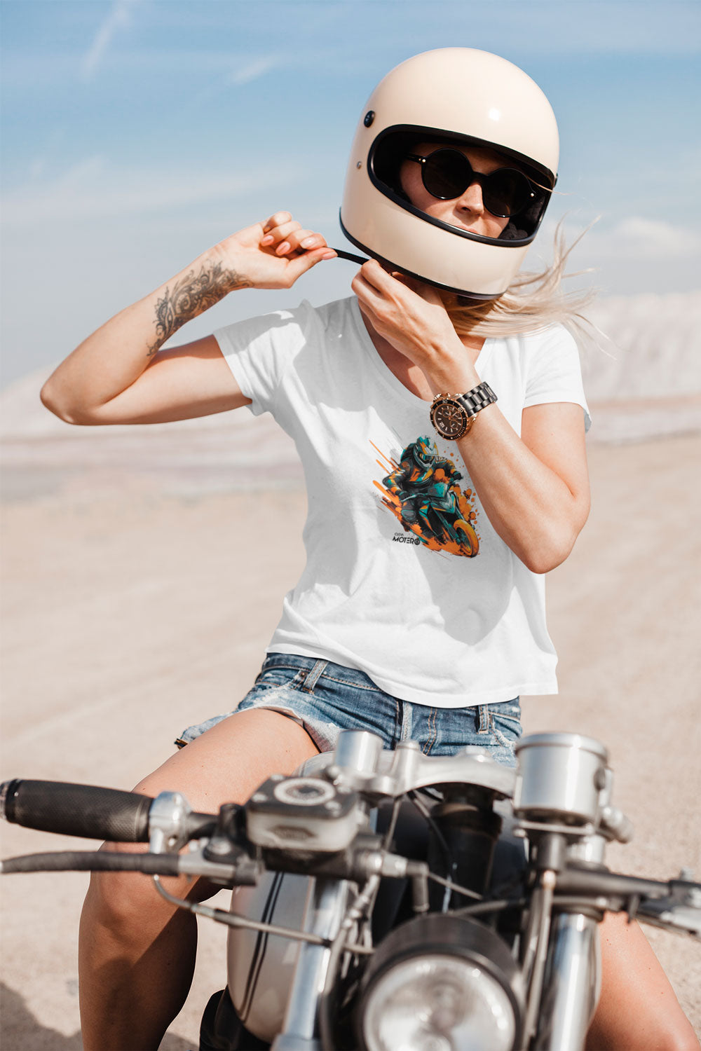 Playera poliéster blanca para mujer diseño 13