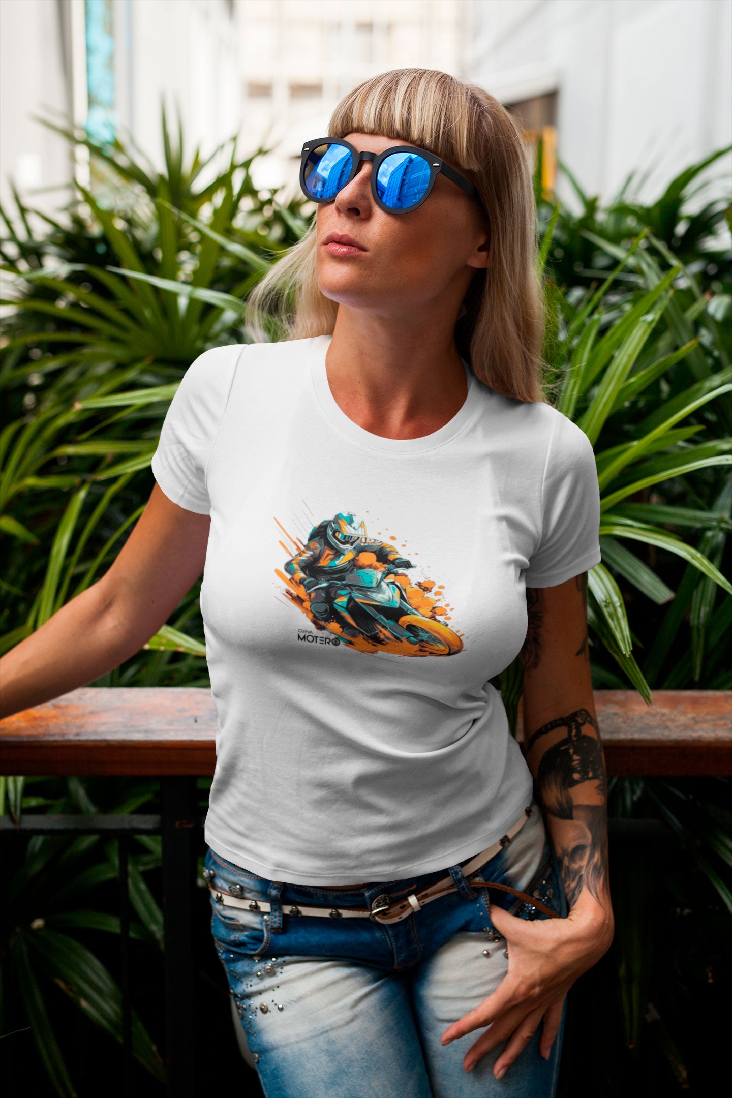 Playera poliéster blanca para mujer diseño 13