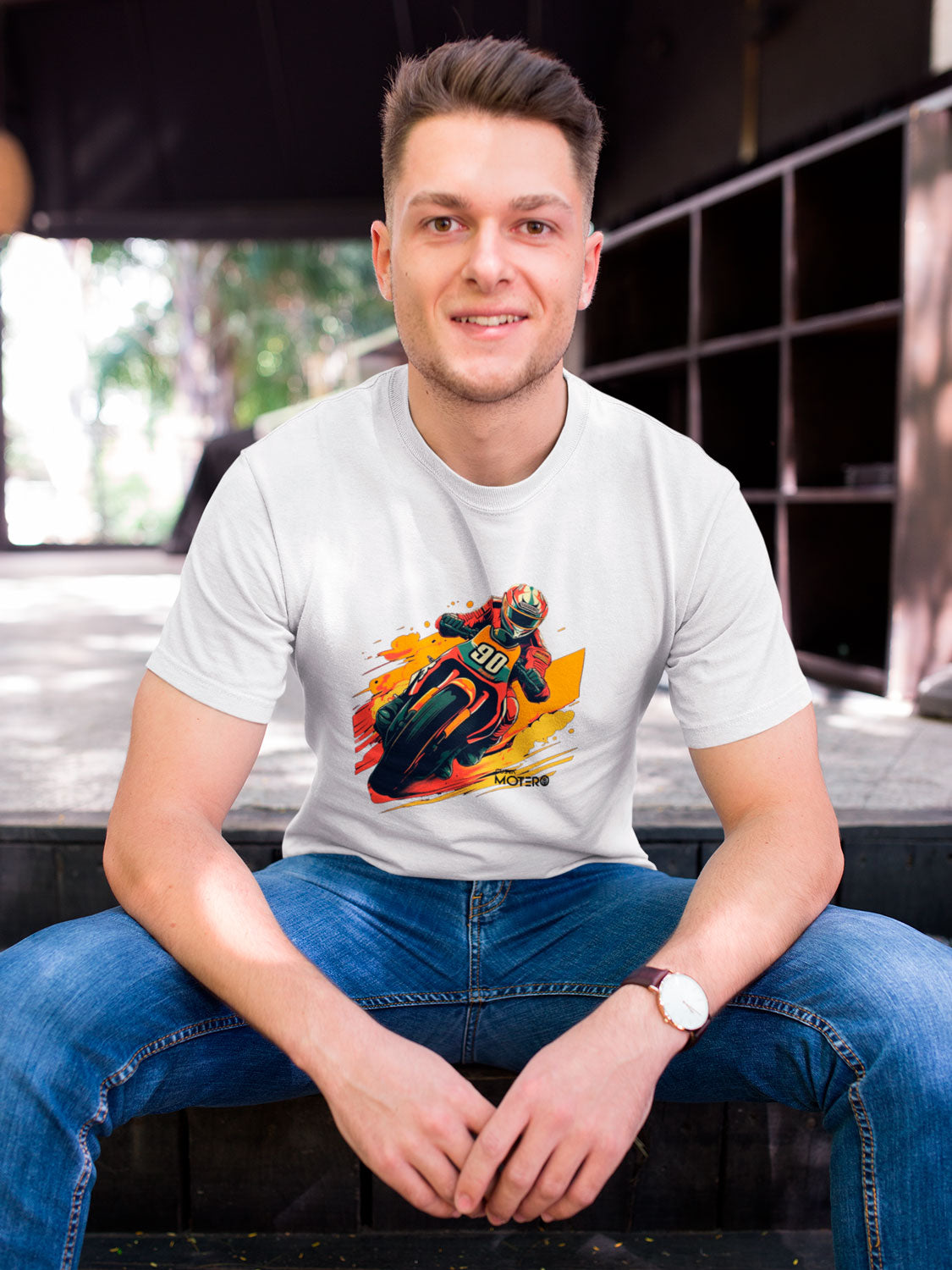 Playera de poliéster blanca para hombre Diseño 14