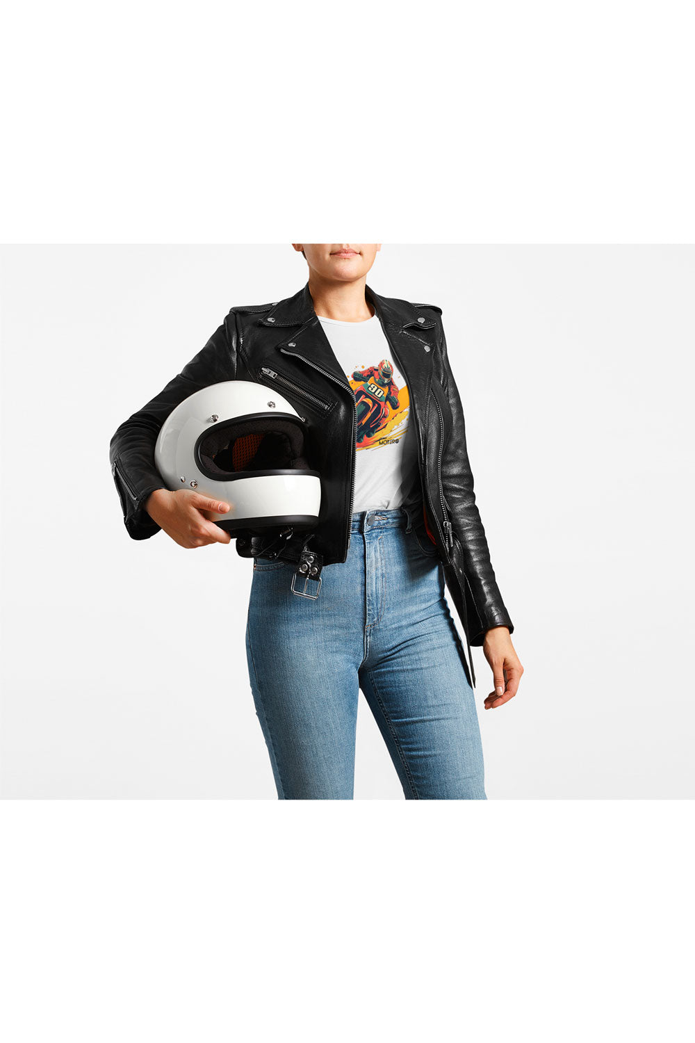 Playera poliéster blanca para mujer diseño 14