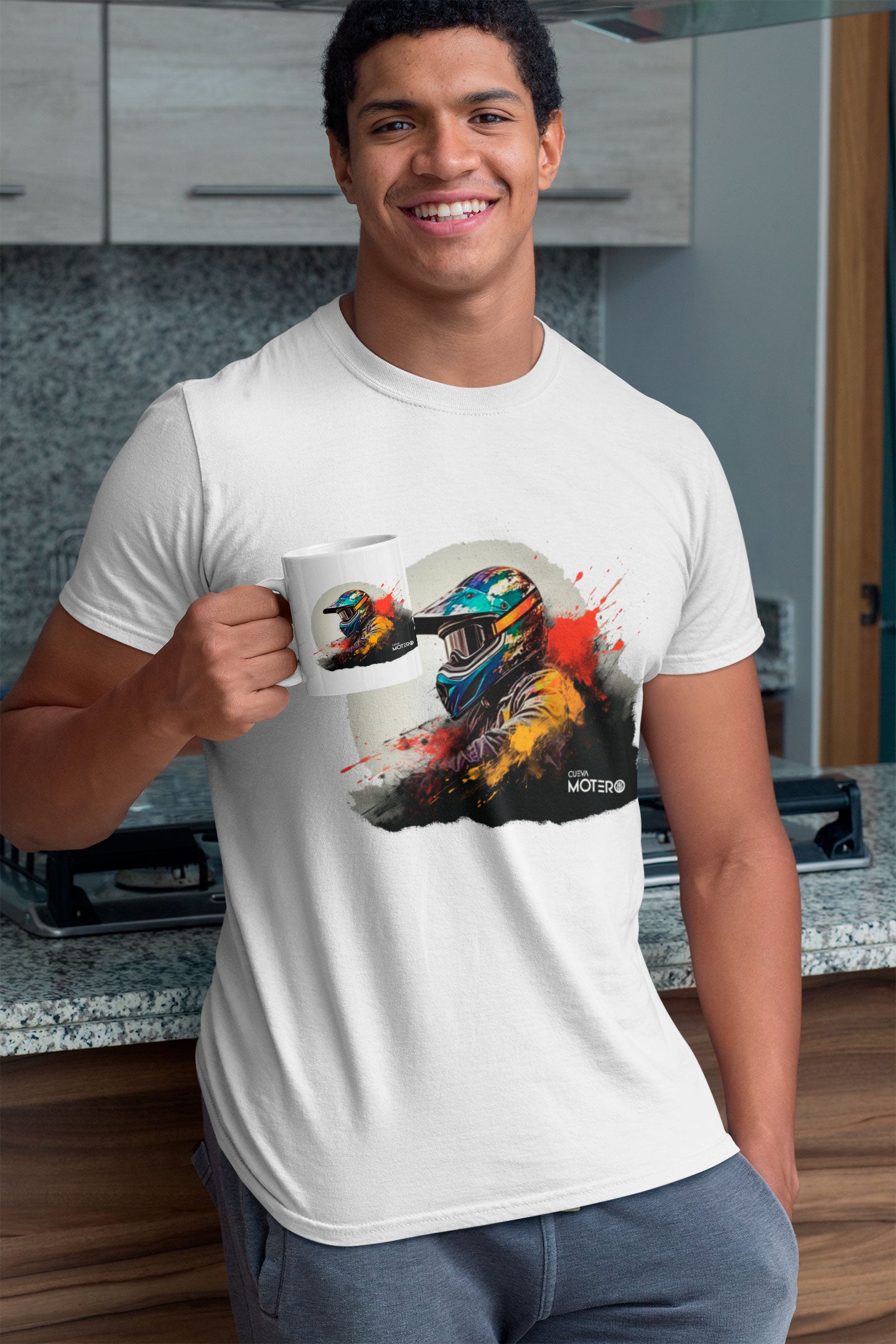 Playera de poliéster blanca para hombre Diseño 49