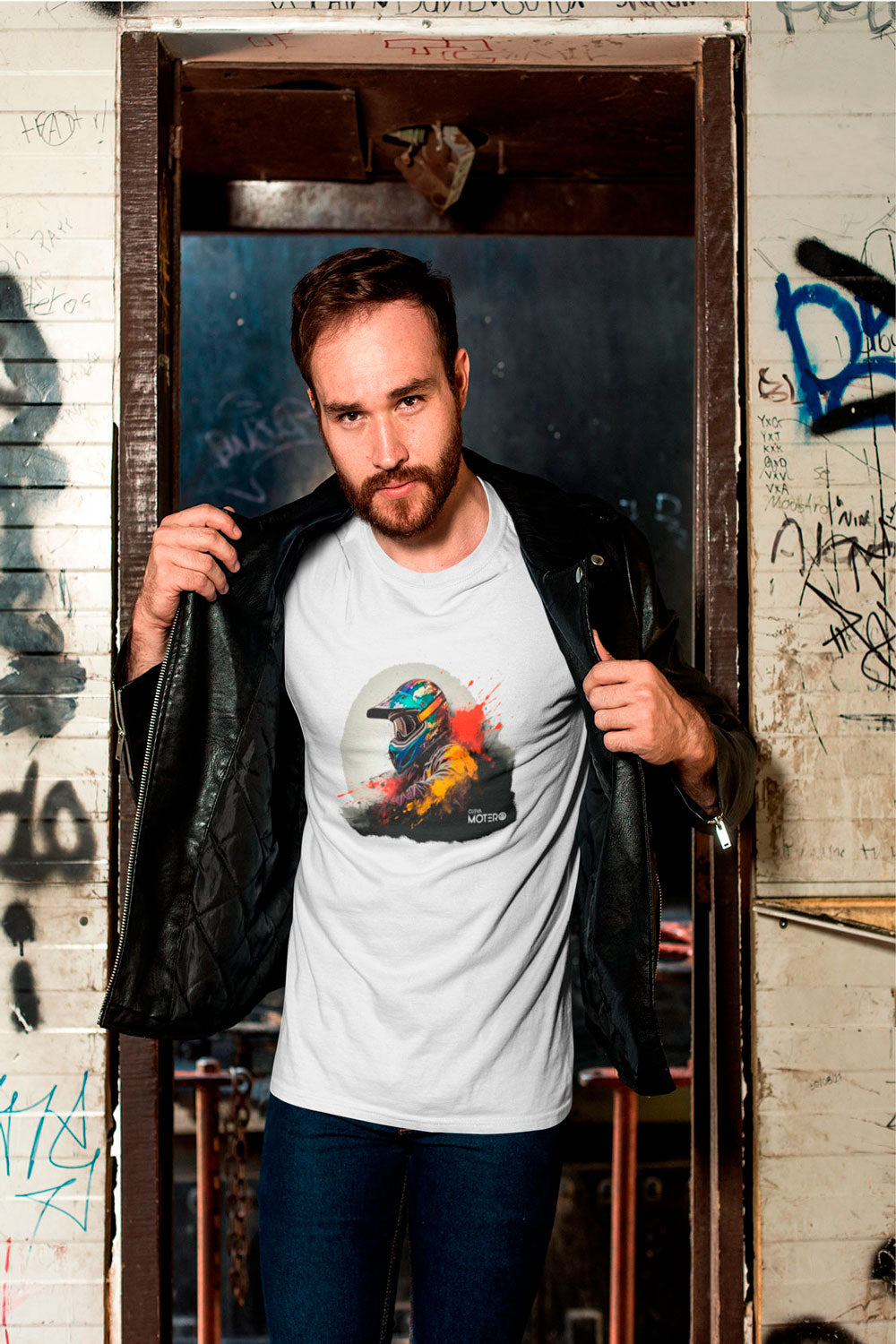 Playera de poliéster blanca para hombre Diseño 49