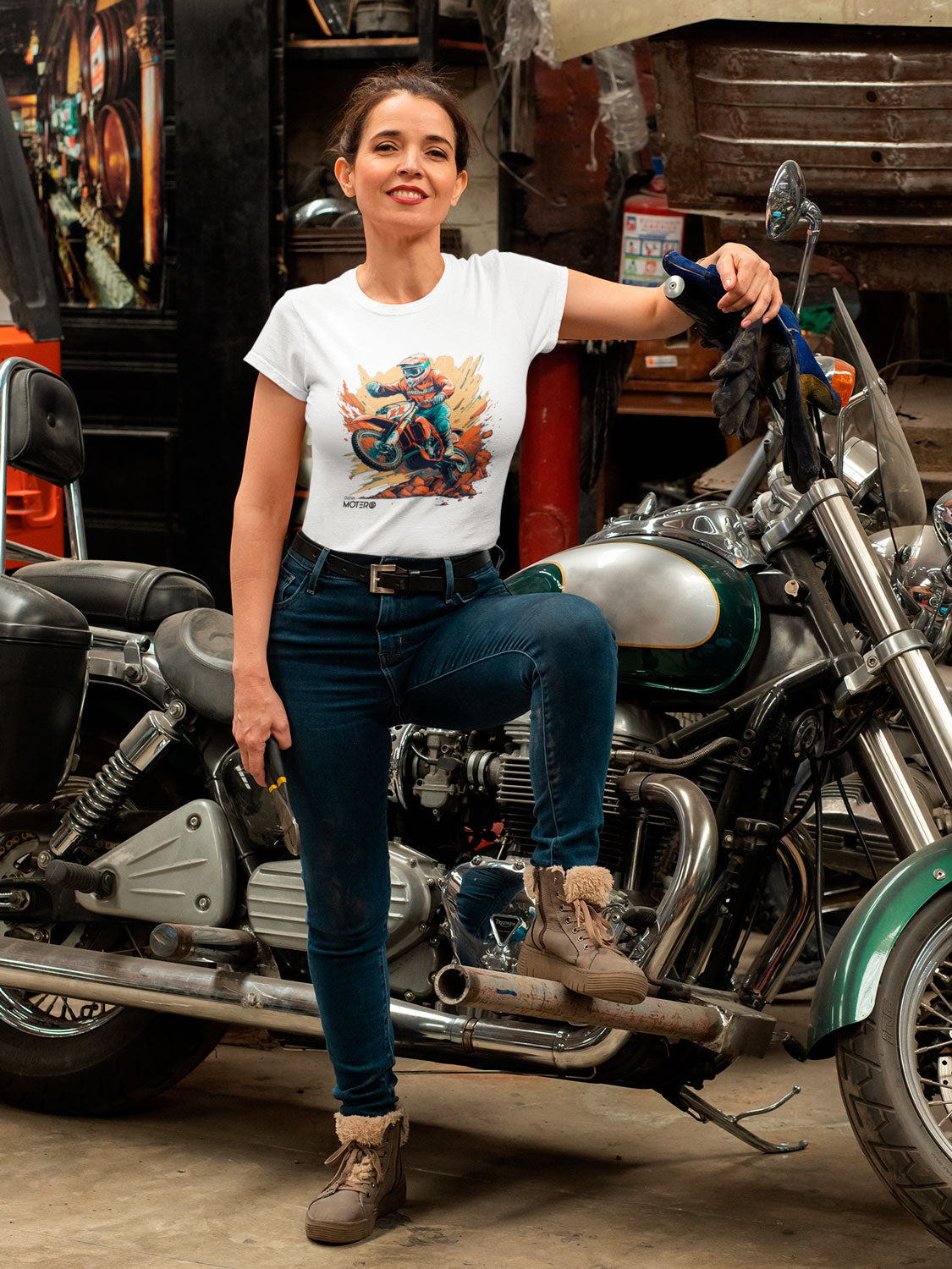 Playera poliéster blanca para mujer diseño 6