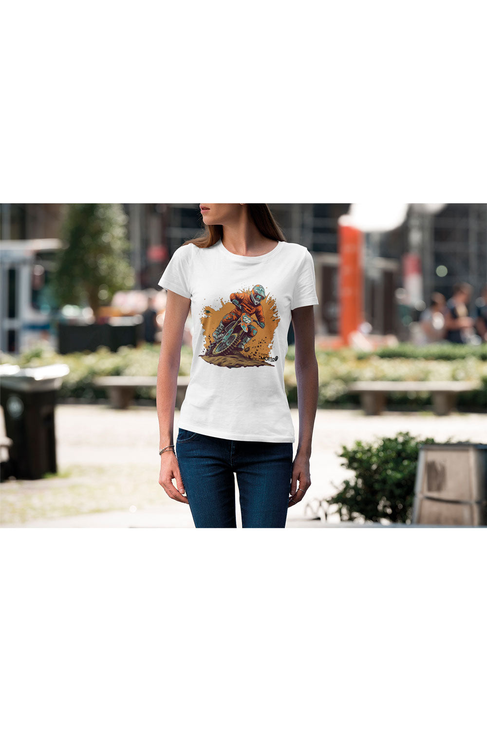 Playera poliéster blanca para mujer diseño 7