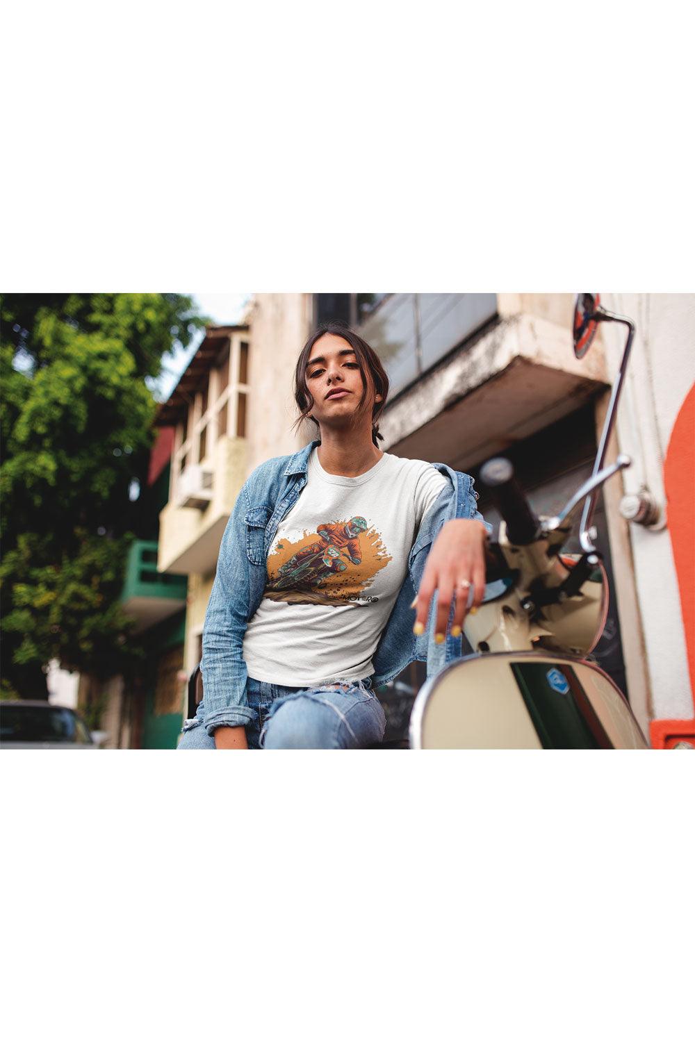Playera poliéster blanca para mujer diseño 7