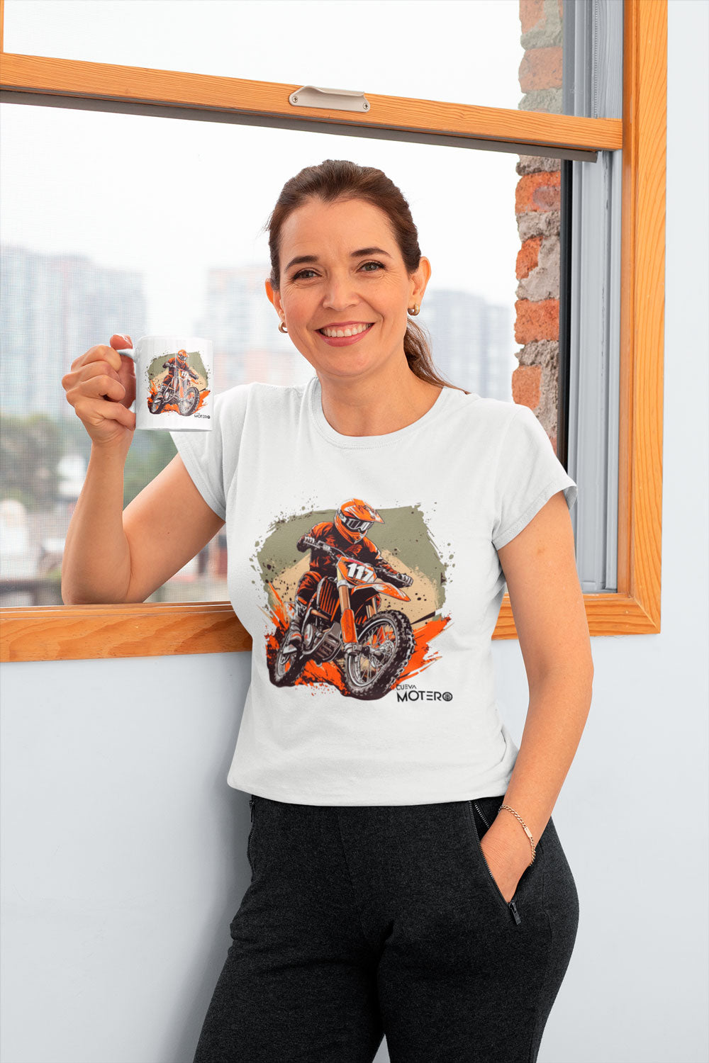 Playera poliéster blanca para mujer diseño 9
