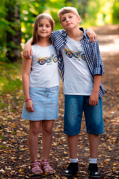 Playera poliéster blanca para niños diseño 1