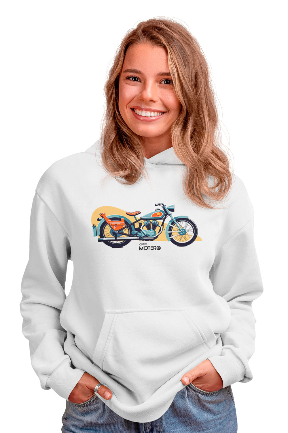 Sudadera unisex blanca diseño 1