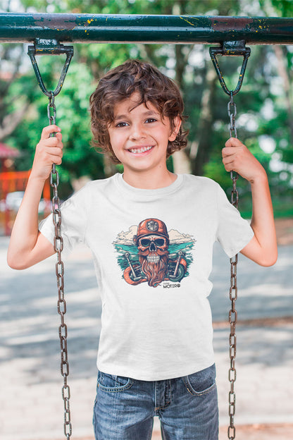 Playera poliéster blanca para niños diseño 117