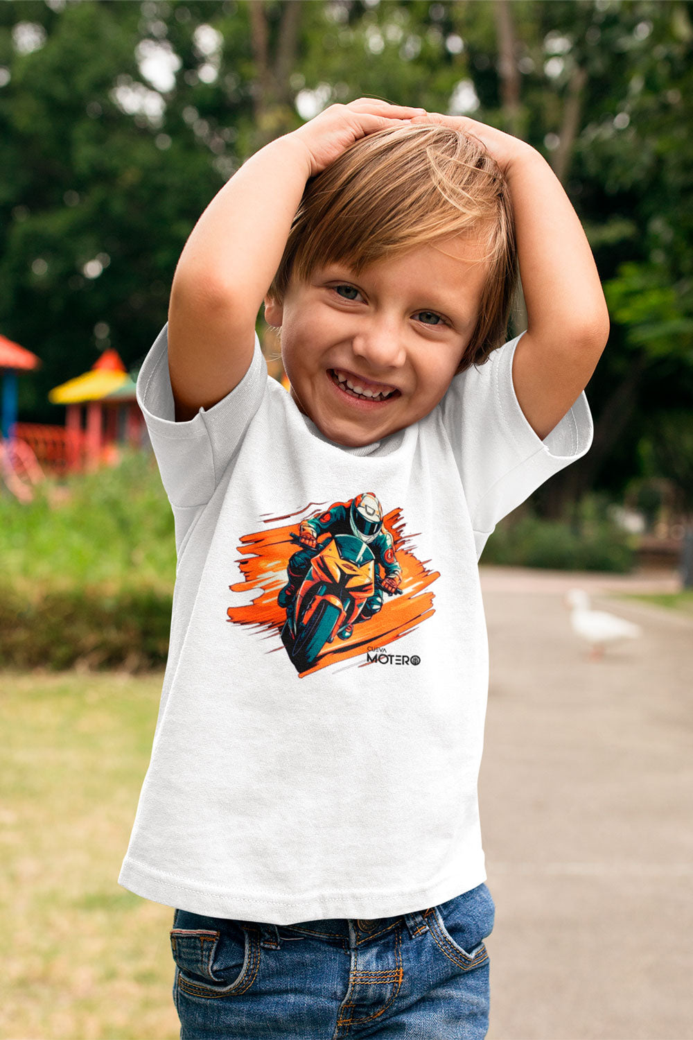 Playera poliéster blanca para niños diseño 12