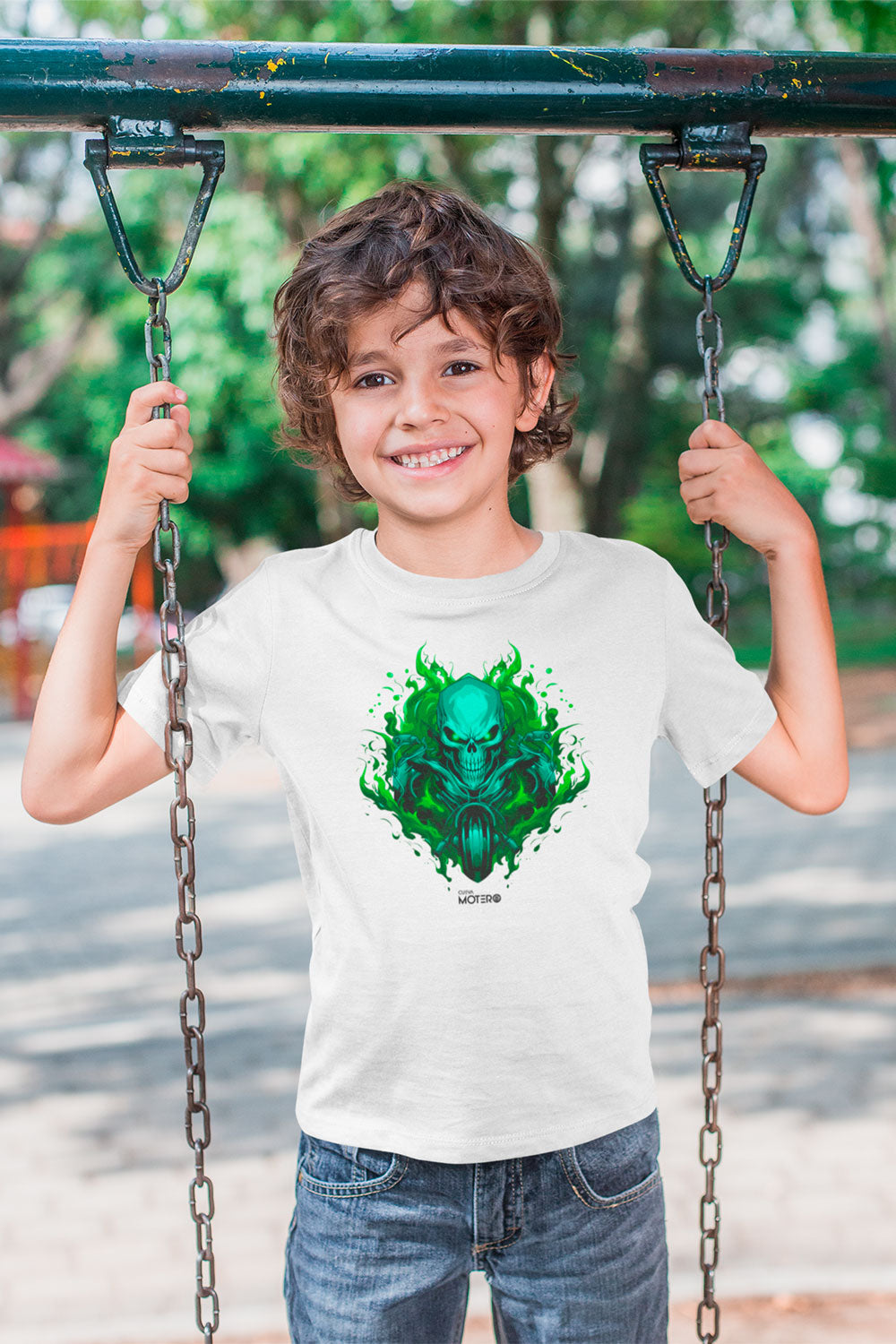 Playera poliéster blanca para niños diseño 121