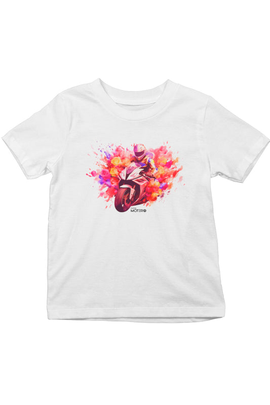 Playera poliéster blanca para niños diseño 126