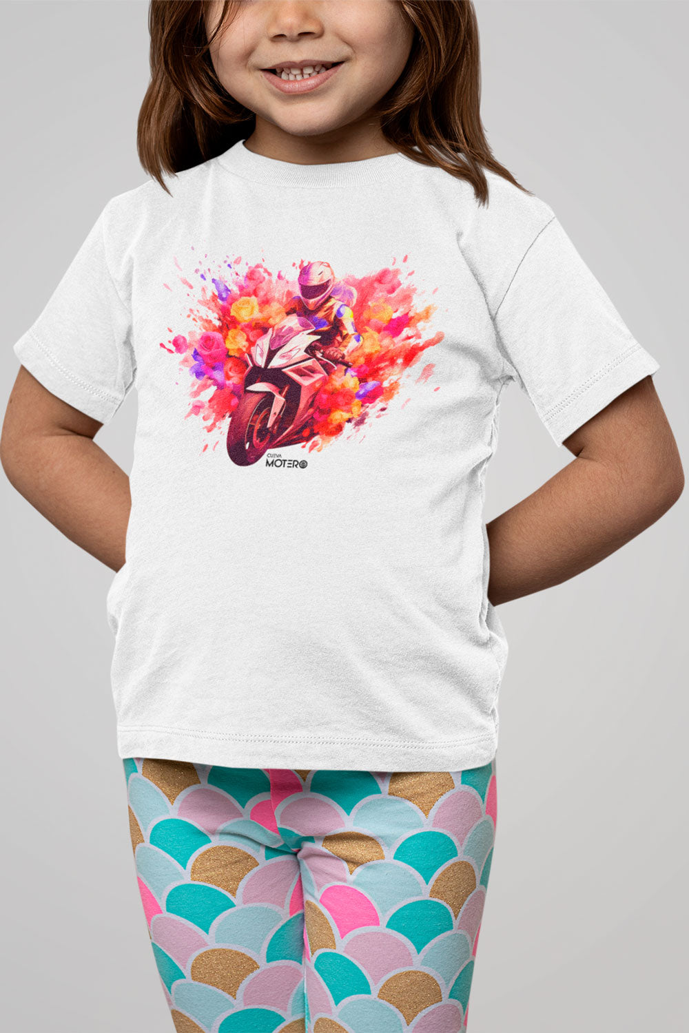 Playera poliéster blanca para niños diseño 126