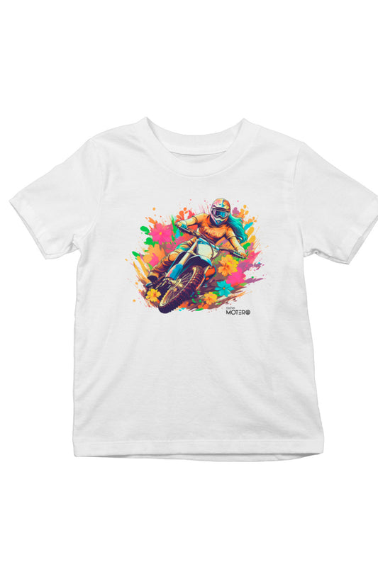 Playera poliéster blanca para niños diseño 128