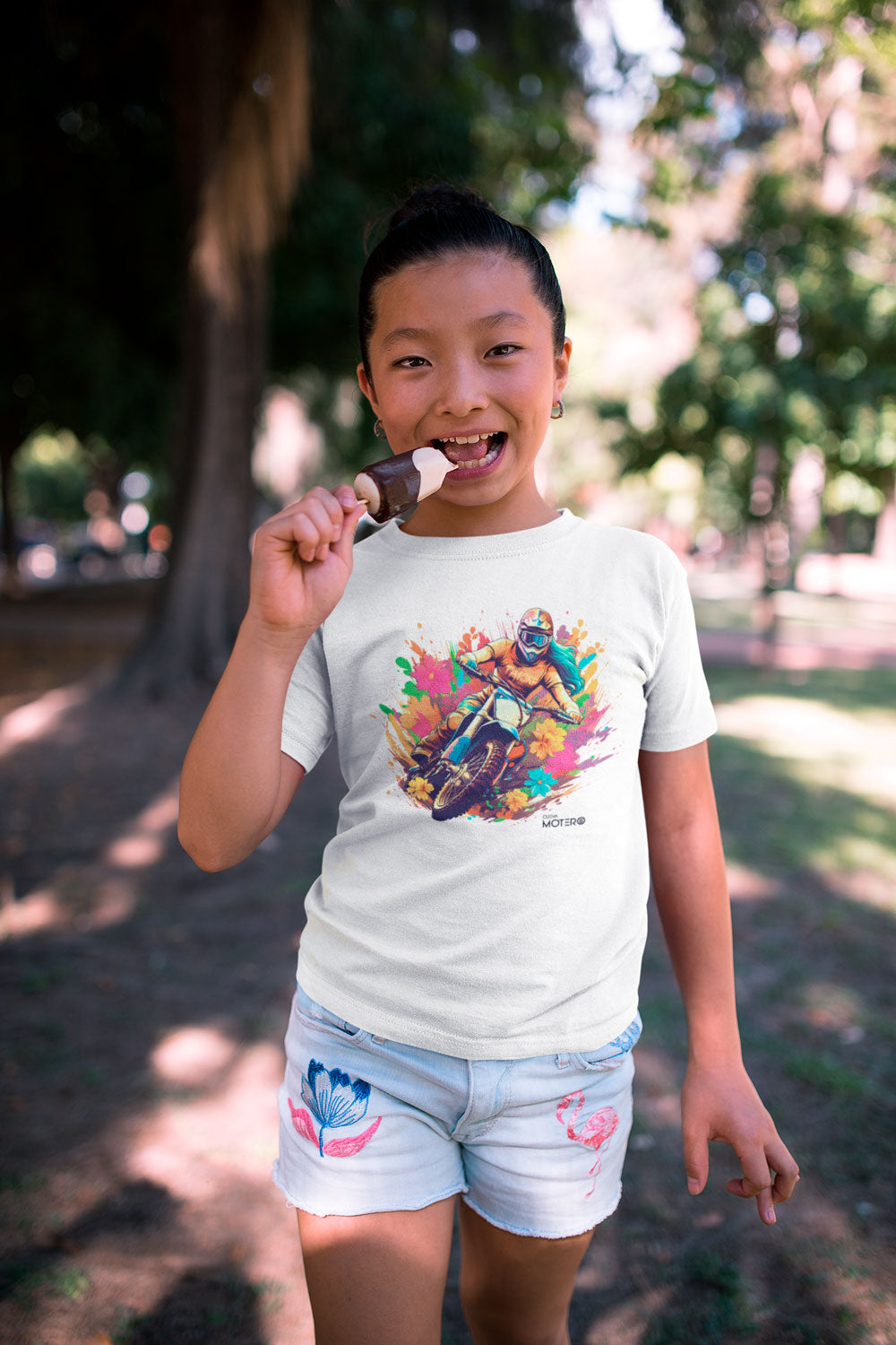 Playera poliéster blanca para niños diseño 128