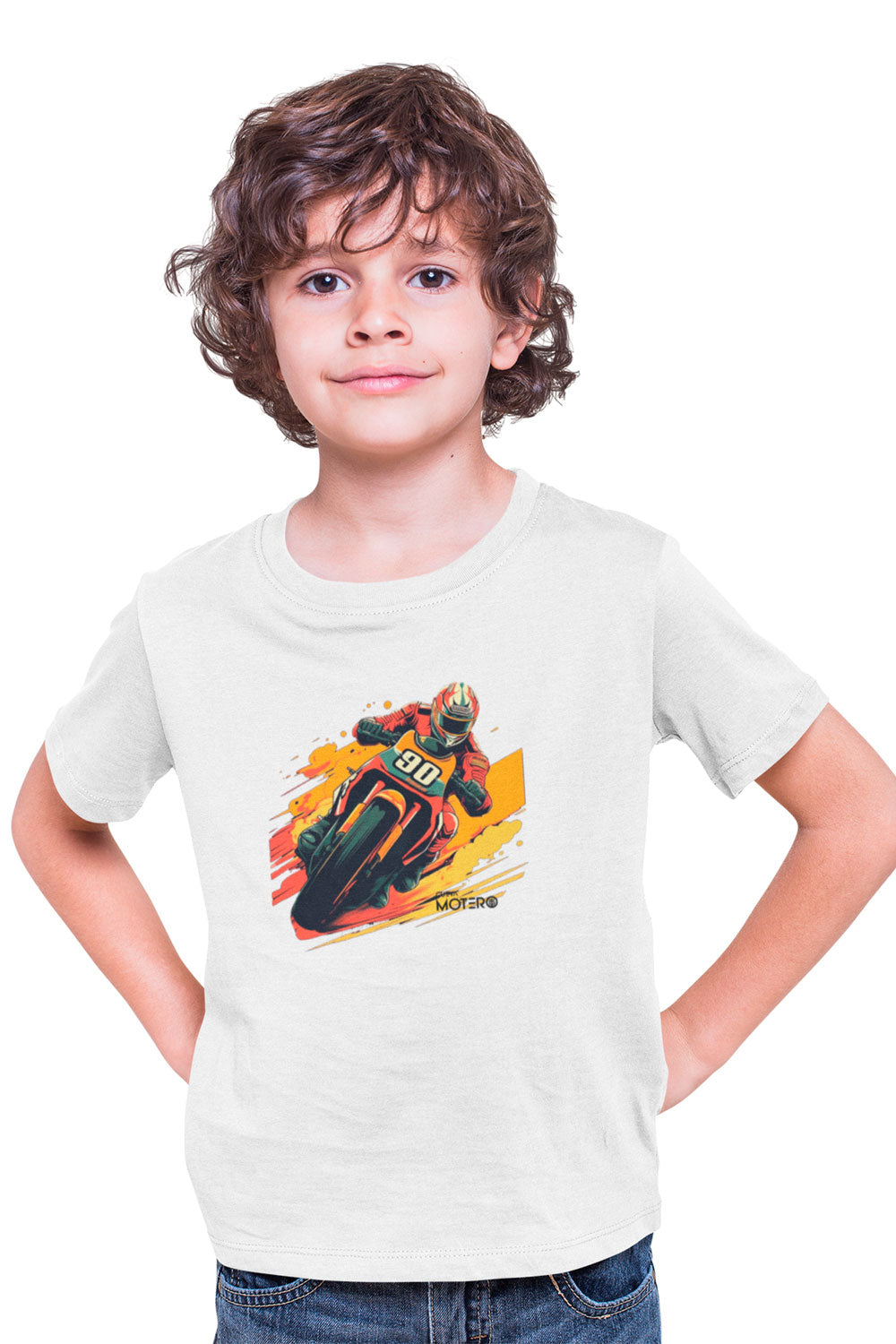 Playera poliéster blanca para niños diseño 14