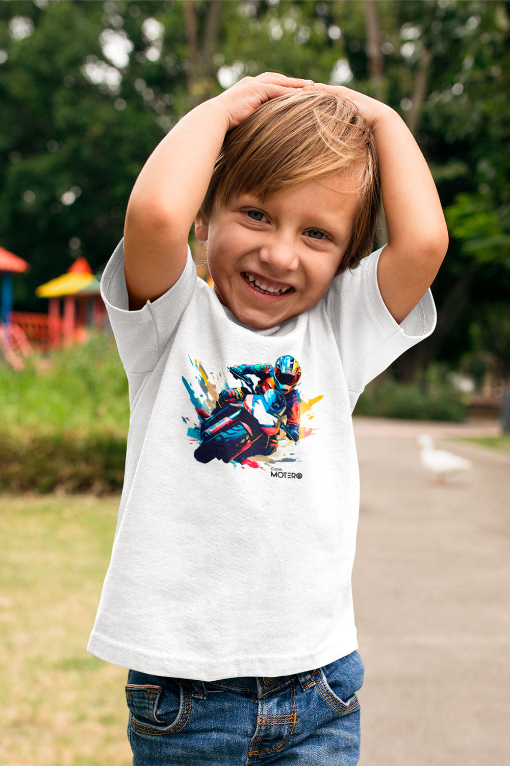 Playera poliéster blanca para niños diseño 16