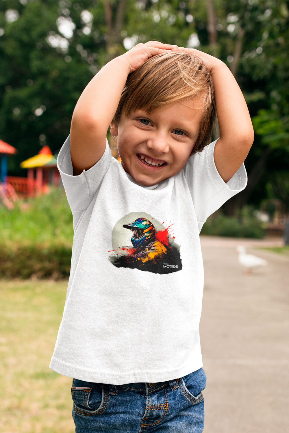 Playera poliéster blanca para niños diseño 49