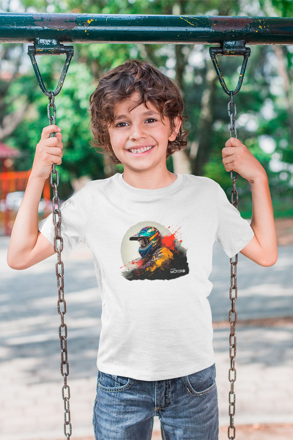 Playera poliéster blanca para niños diseño 49