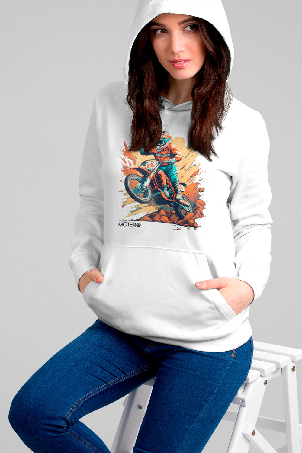 Sudadera unisex blanca diseño 6