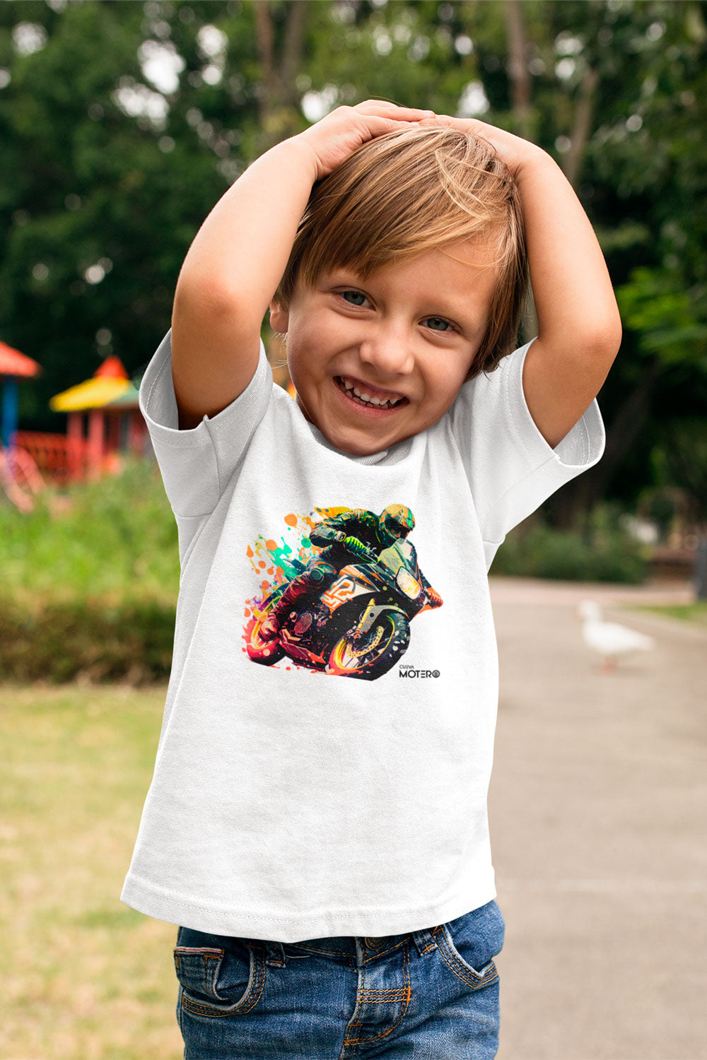 Playera poliéster blanca para niños diseño 91