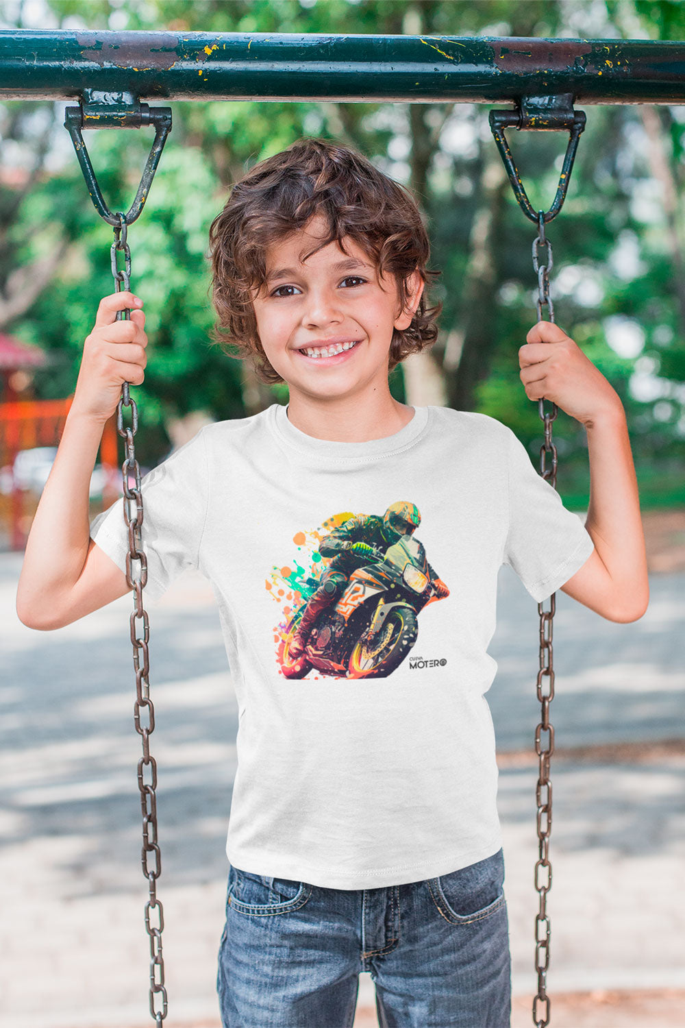 Playera poliéster blanca para niños diseño 91