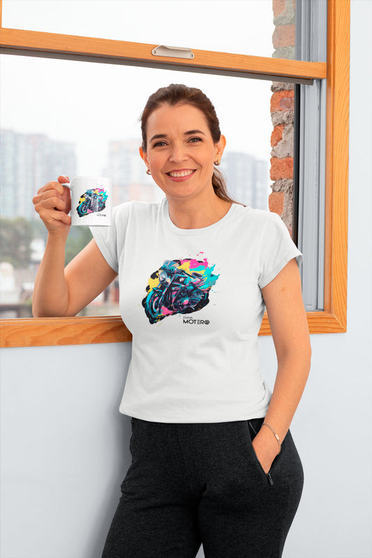 Playera poliéster blanca para mujer diseño 99